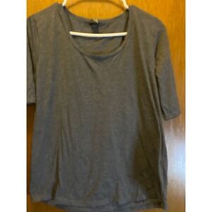 Ladies Heather Charcoal Grey Scoop Neck Elbow Sleeve T-Shirt Size Large